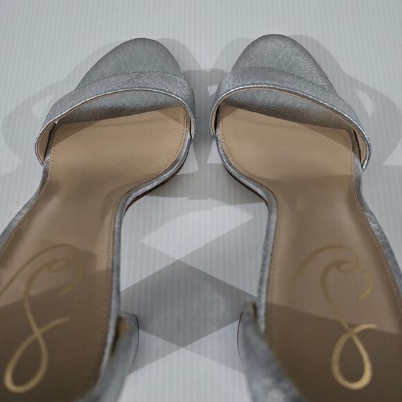 Sam Edelman Yaro Block Heel Sandal Women 9 Metallic Silver Evening Wedding Party - Picture 13 of 16